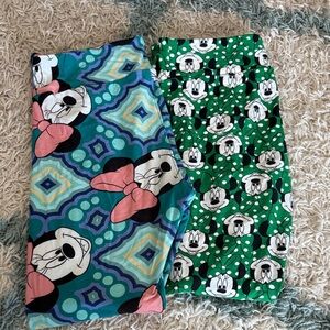 LuLaRoe Minnie Mouse Leggings - Teal and Green